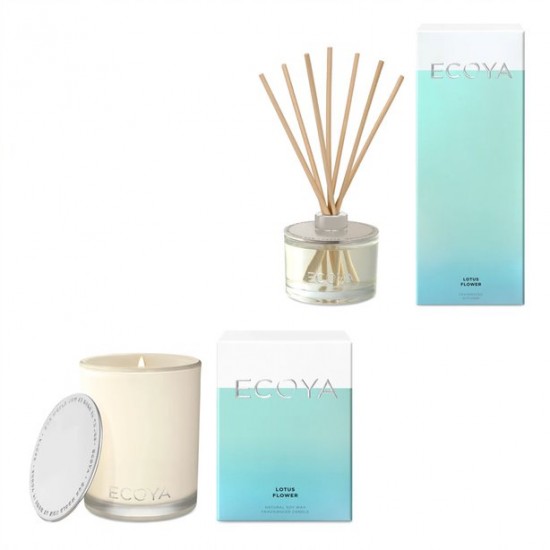 Ecoya Lotus Flower Madison Candle and Diffuser Set